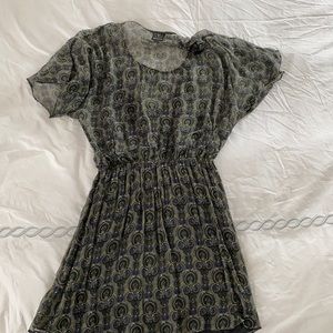 Ella Moss green and blue paisley dress with tank dress liner